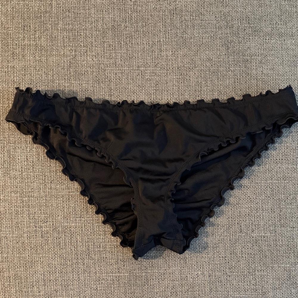 Shade & Shore Black Ruffled Bikini Bottoms